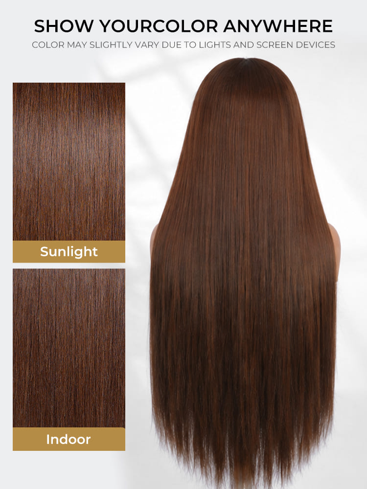 dark brown straight glueless wigs