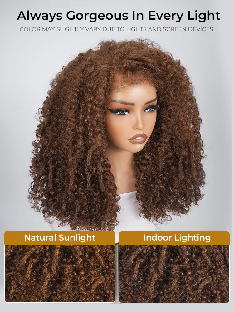 light brown curly glueless wigs human hair