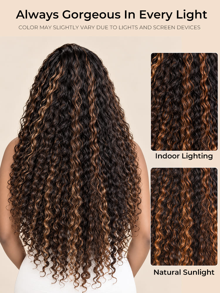 honey blonde highlight deep wave wig