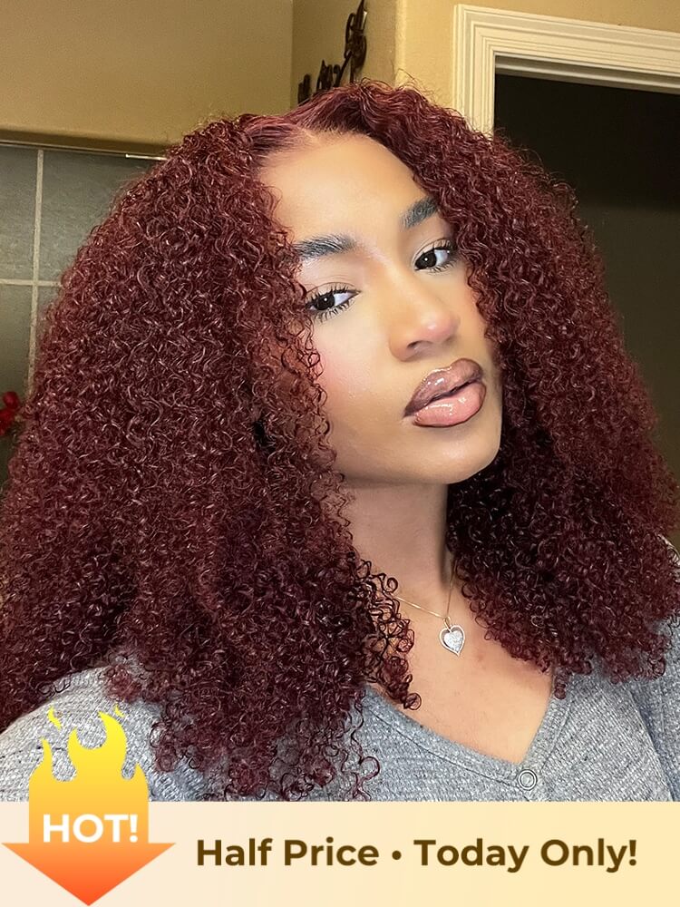 cherry cola red kinky curly wig