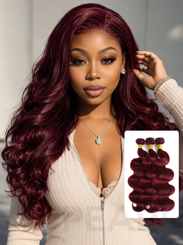 Brazilian Body Wave Bundles Human Hair #99J Pre-Colored Hair Weave