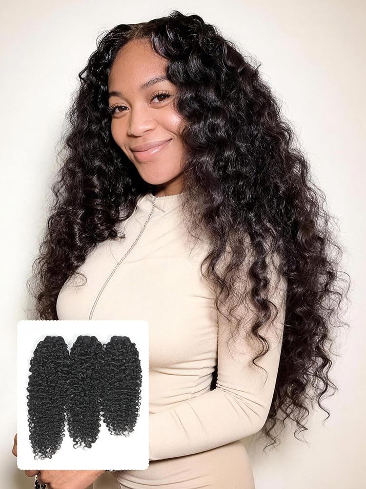 Indian Curly Human Hair Bundles 3 Pcs Unprocessed Curly Hair Extension
