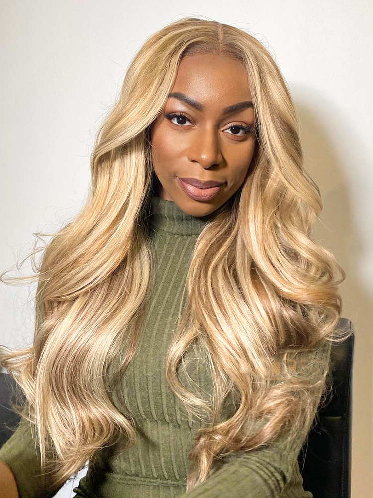 blonde body wave frontal wig