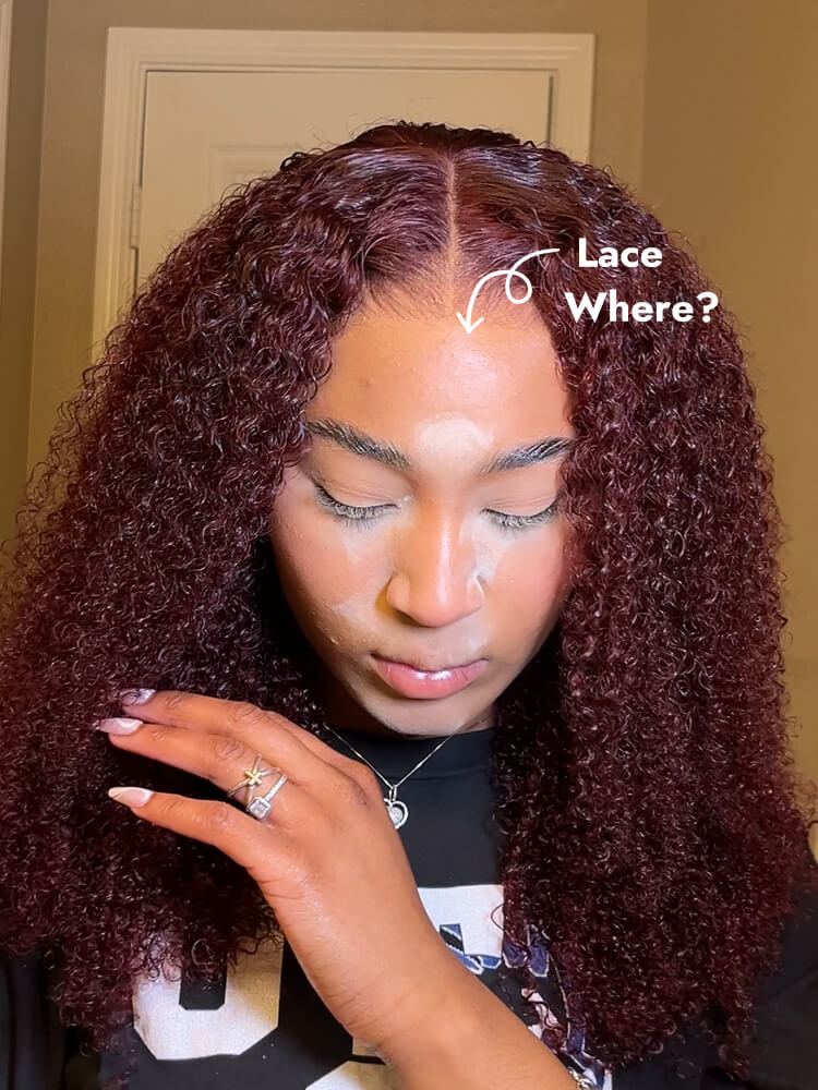 red kinky curly lace front wig