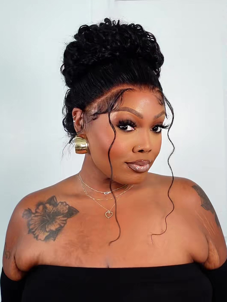  water wave wig messy bun with baby hair