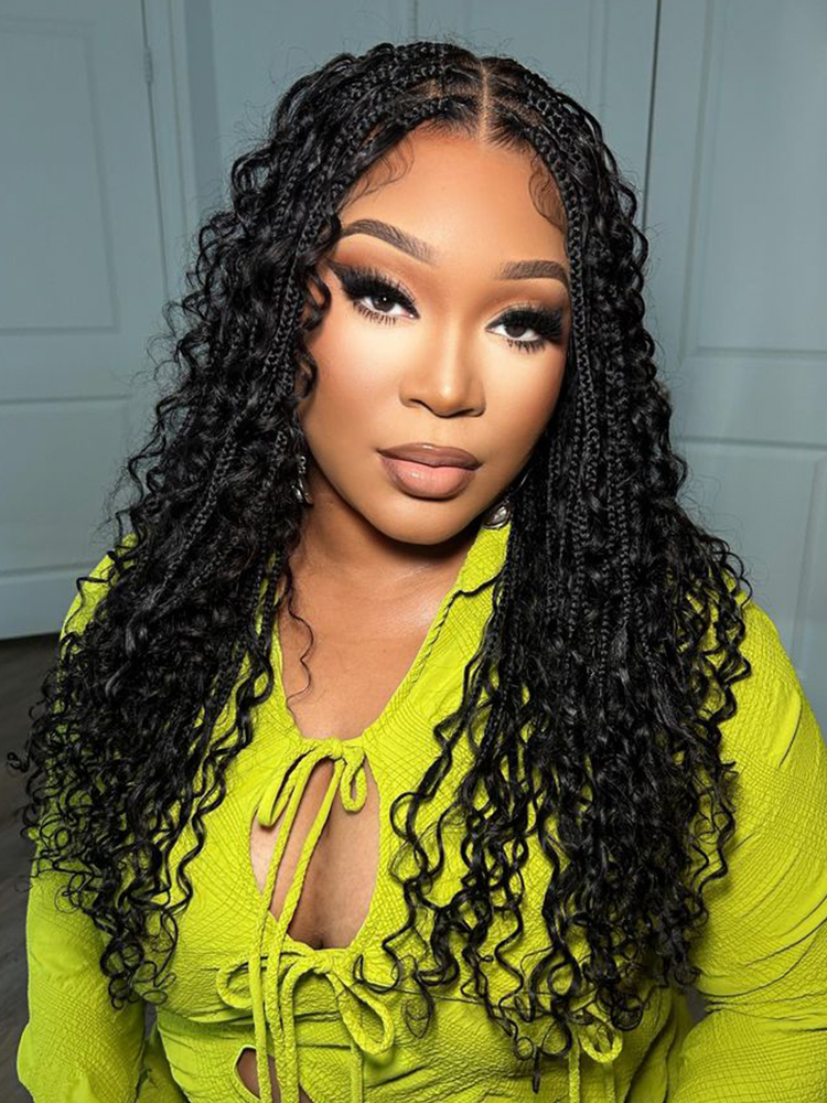 pre braided curly glueless wig