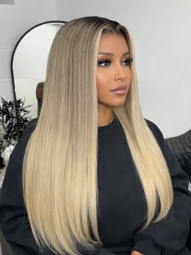 Champagne blonde highlights wig