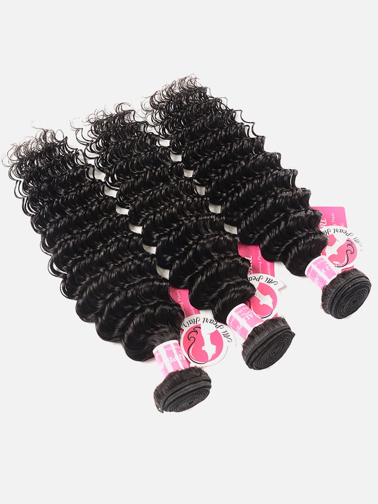 Alipearl Deep Wave 3 Bundles/Lot 1b Color Peruvian Hair