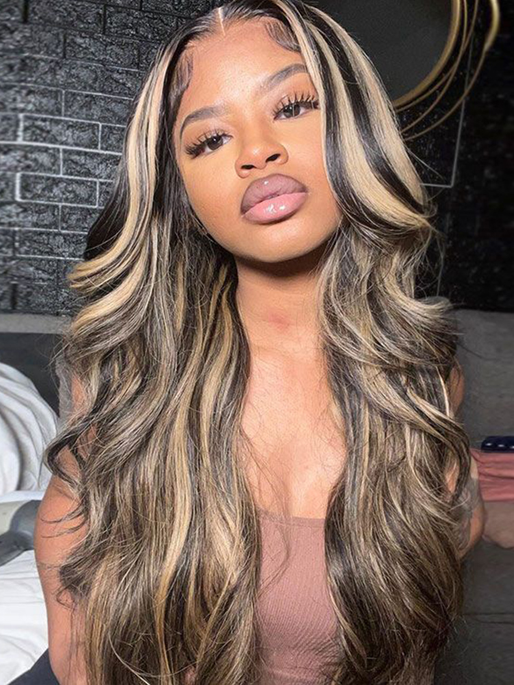 Black and Blonde Highlights Lace Wig