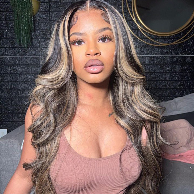 Honey blonde highlights on black hair sales
