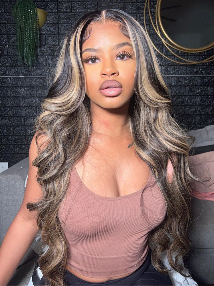 Black Wig With Blonde Highlights