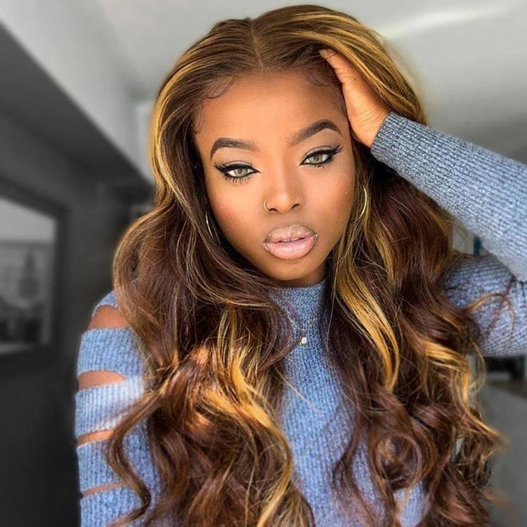 blonde balayage on dark brown hair