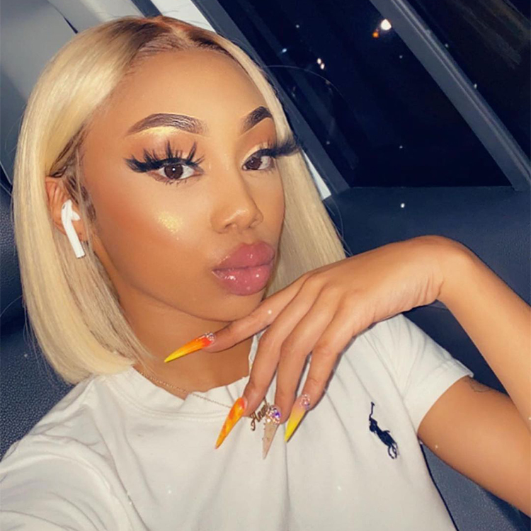 Blonde Bob Wigs with Dark Brown Roots