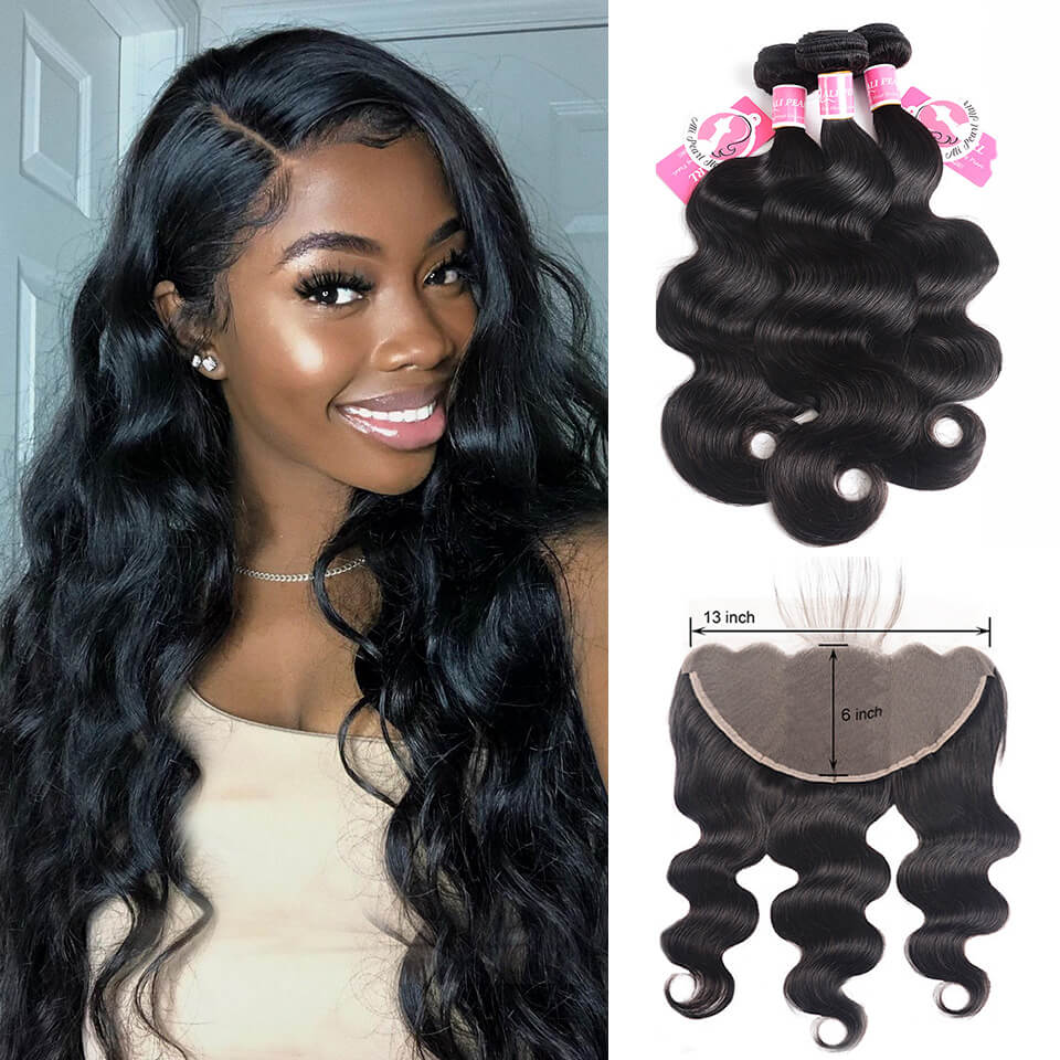 Brazilian Hair 3 Bundles with frontal