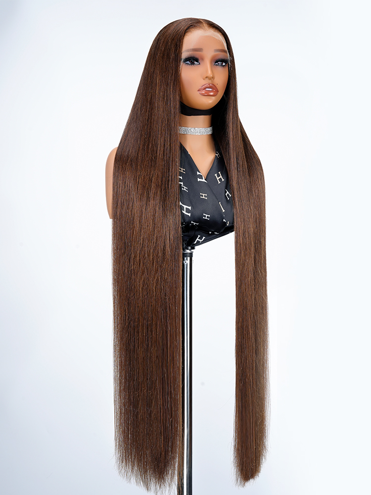 Brown Colored Straight Human Hair Wig