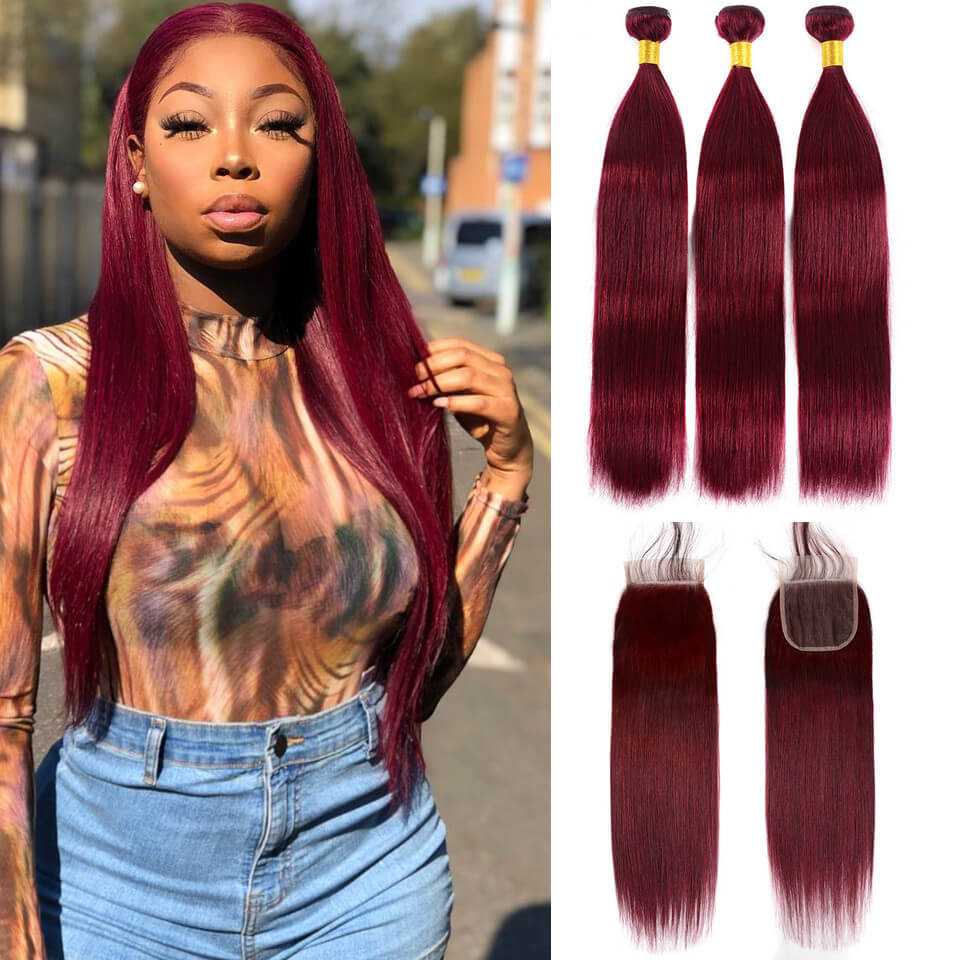 burg red bundles with closure