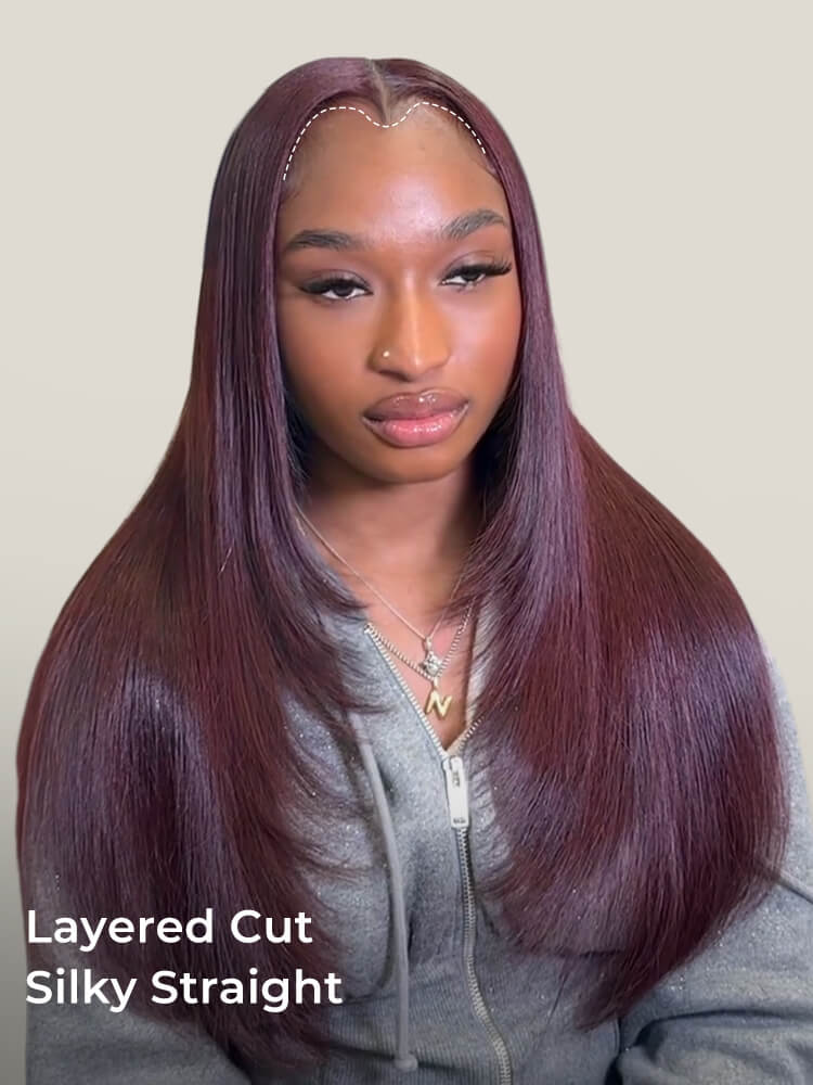 burgundy straight hair wigs 