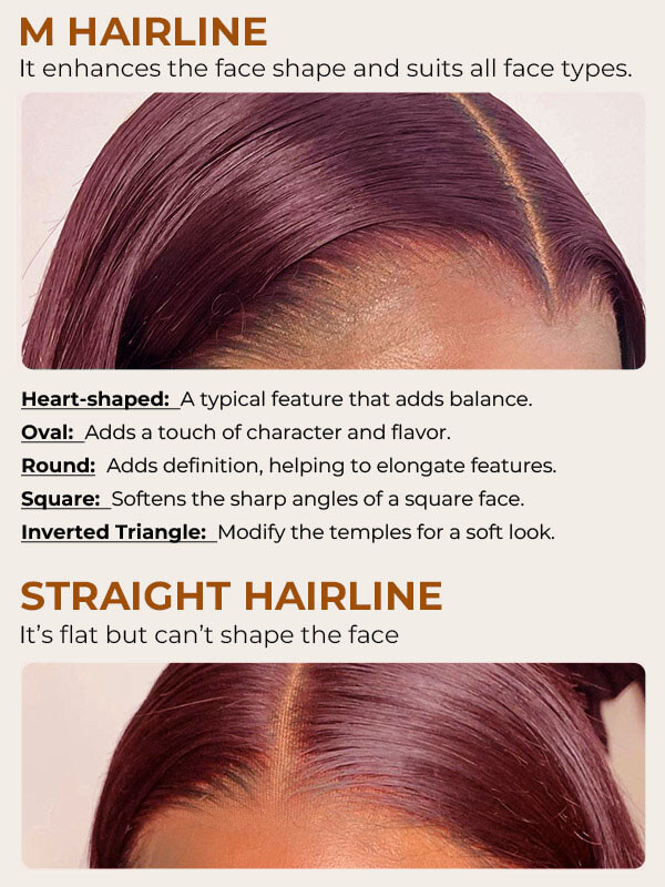 burgundy wig with pre plucked M shape hairline 
