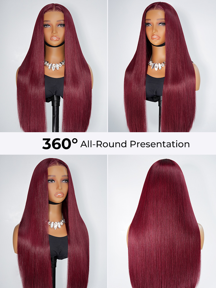 Cherry Color Straight Wig