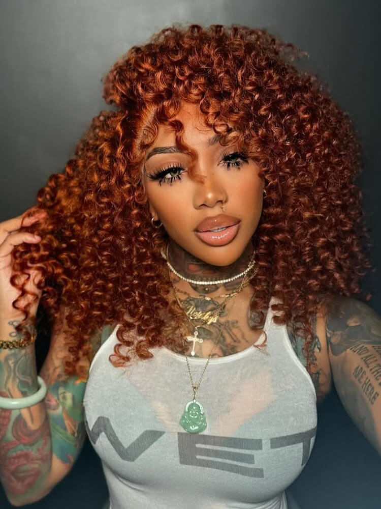 Wand Curly Ginger Color Hair Wigs