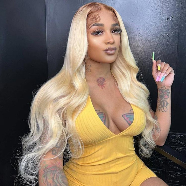 Blonde Wigs with Dark Roots Human Hair for sale -Alipearl Hair