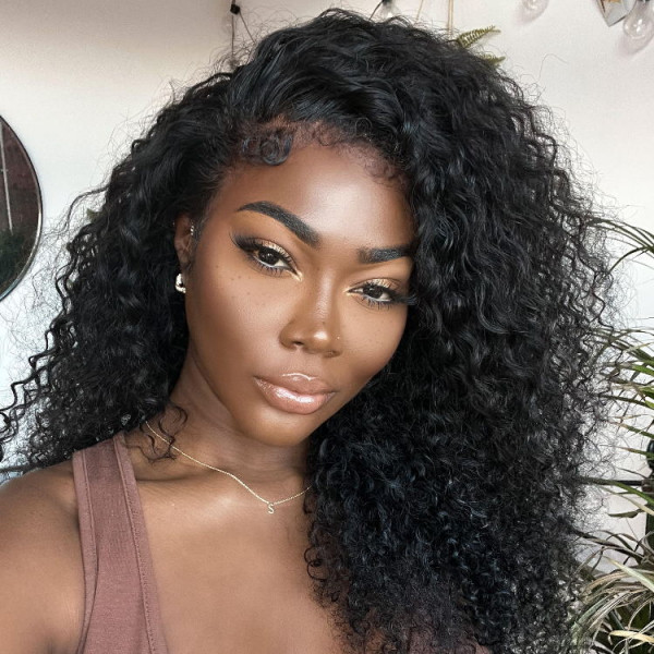 4C Kinky Edges Curly Hair 13x4 Lace Front Wigs With Realistic Hairline ...