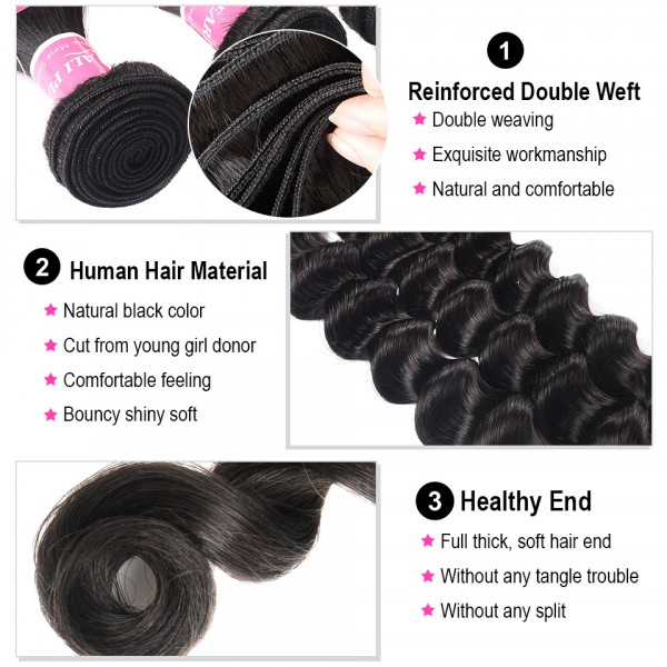 Ali Pearl Loose Deep Wave 3 Bundles/Packet Soft Brazilian Hair ...