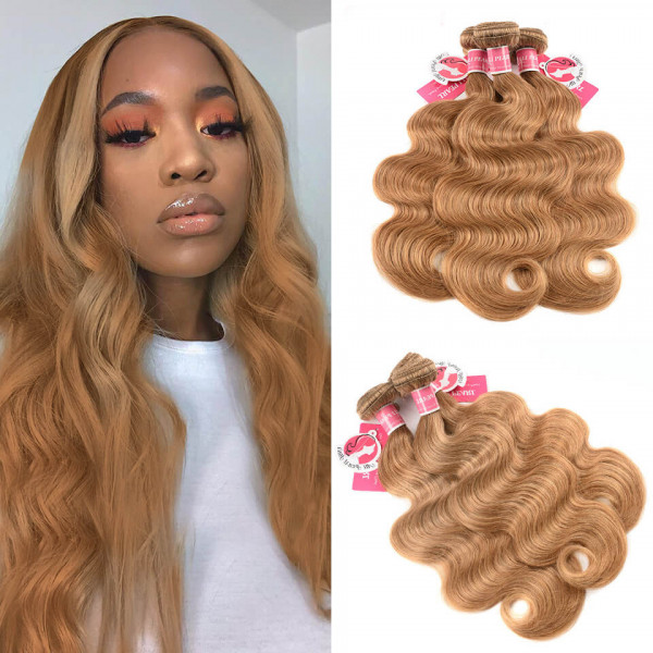 Body Wave Weave  Honey Blonde Hair  Bundles Pure Color  27 