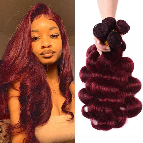 Burgundy 99j Brazilian Body Wave Bundles Human Hair Weave 4 Pcs Alipearl Hair 