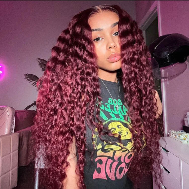 Red Auburn Hair Wigs Curly Human Hair Lace Front Wigs With Baby Hair