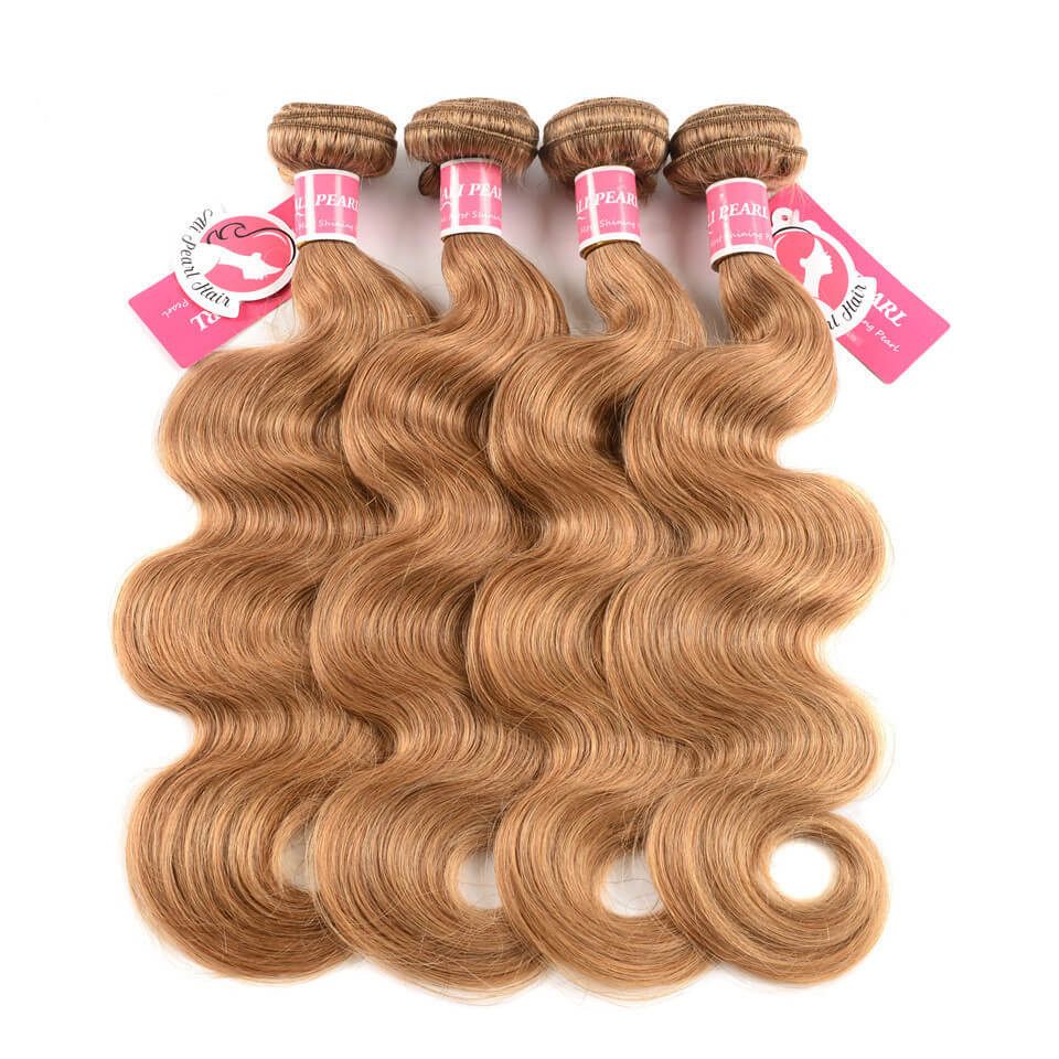 Brazilian Human Hair Weave Body Wave Honey Blonde #27 Color Hair 4 Bundles  -Alipearl Hair