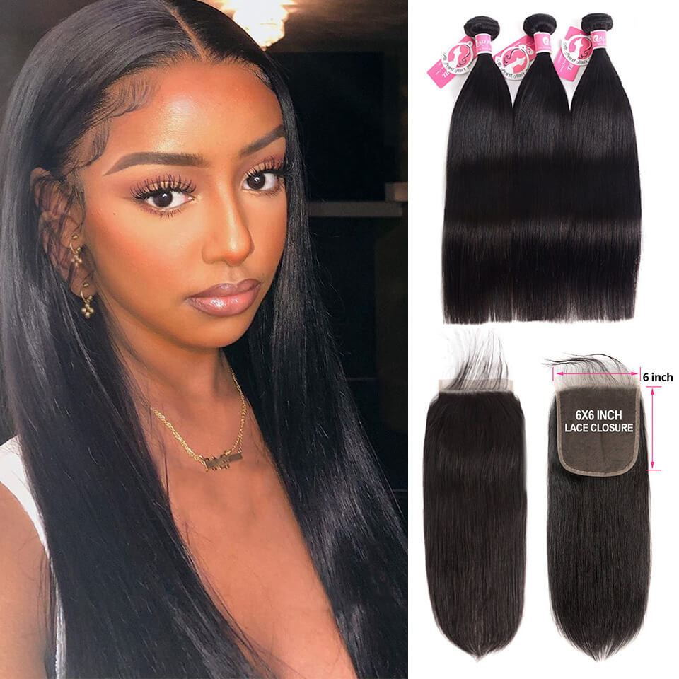 Straight Weave Hair 3 Bundle Deals With 