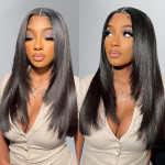 Straight layered pre-cut lace wig