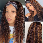 water wave headband wigs with highlights