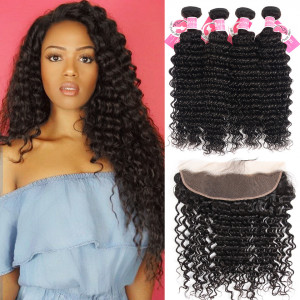 Peruvian Deep Wave With Lace Frontal 13x4 inch Deep Wave 