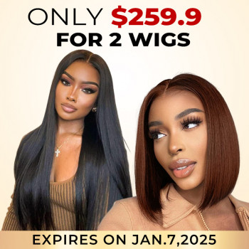 Flash Sale Set-Straight 5*5 Bob Wig 10 Inch & 4*7 Closure Wig 20 Inch Glueless
