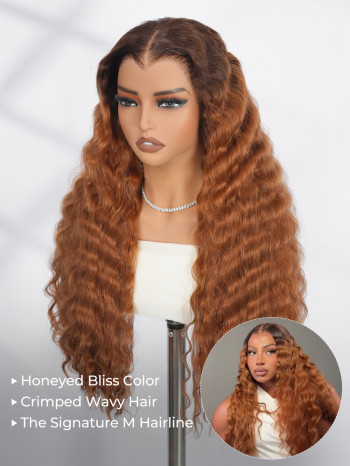Crimp Wavy Honeyed Bliss Drawstring 13x6 Lace Front Wig M Hairline