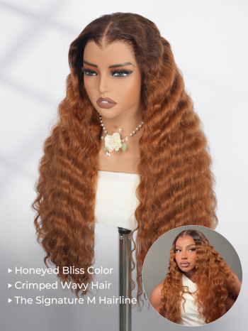 Crimp Wavy Honeyed Bliss Drawstring 13x6 Lace Front Wig M Hairline