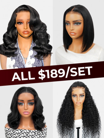 [Set Deal]$189= Layered Body Wave Drawstring Wig+Glueless Straight Bob