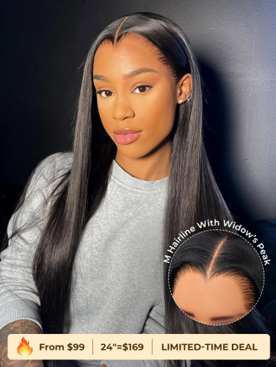 Ready To Go M Hairline Straight 6x8 Lace Front Wig With Drawstring