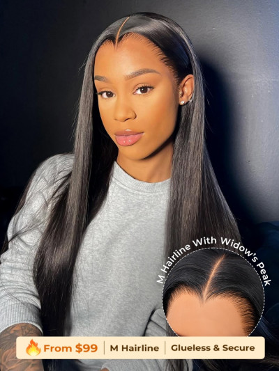 Ready To Go M Hairline Straight 6x8 Lace Front Wig With Drawstring