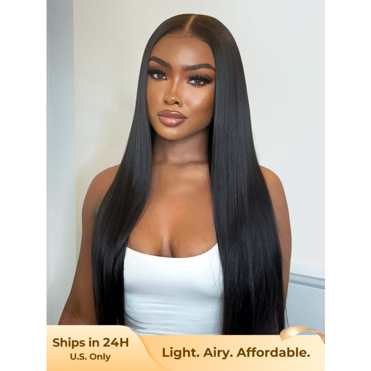150% Density 5x5 Lace Pre-Plucked Front Straight Human Hair Wig 