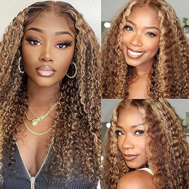 Highlighted Deep Wave Wig #4/27 Ombre Colored Wig  5*5 Closure Wig 22 In Flash Sale