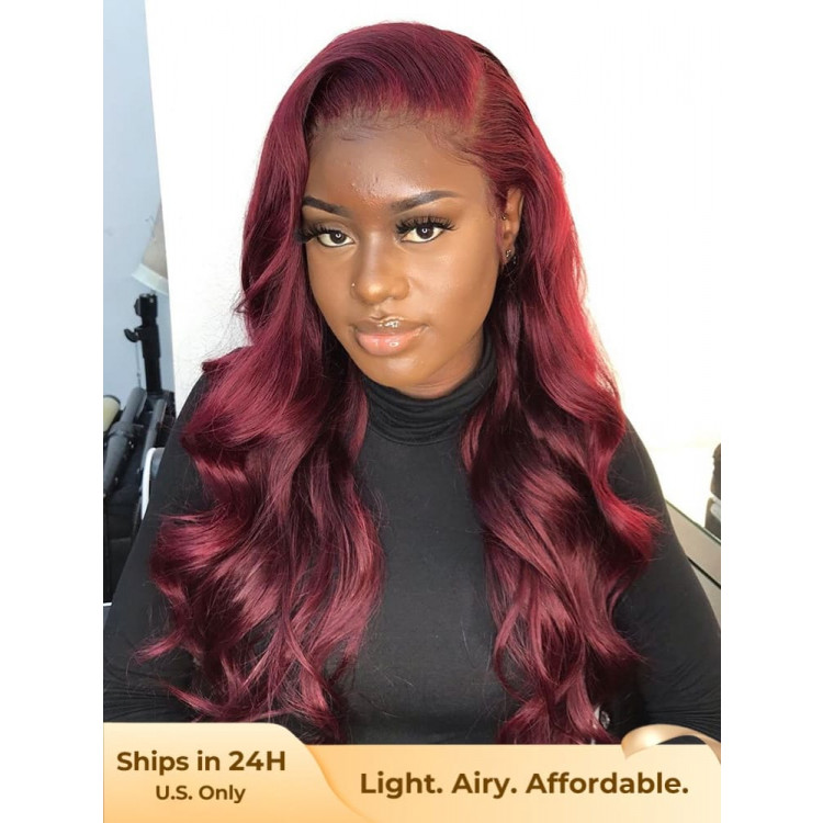 150% Density 99J Burgundy Body Wave 13*4 Lace Front Wig Straight Hair