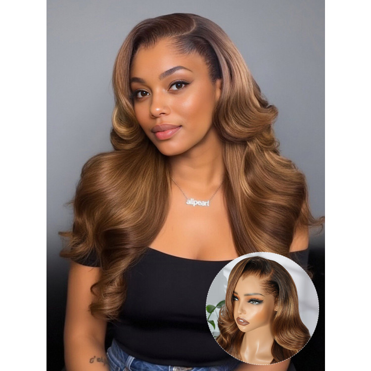 Ombre Brown Loose Body Wave 13x6 Lace Front Wig With Lagos M  display picture 1