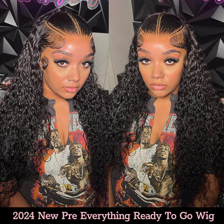 2024 New Pre Styled Human Hair Wigs Water Wave 13 4 Lace Ready To Go Wigs