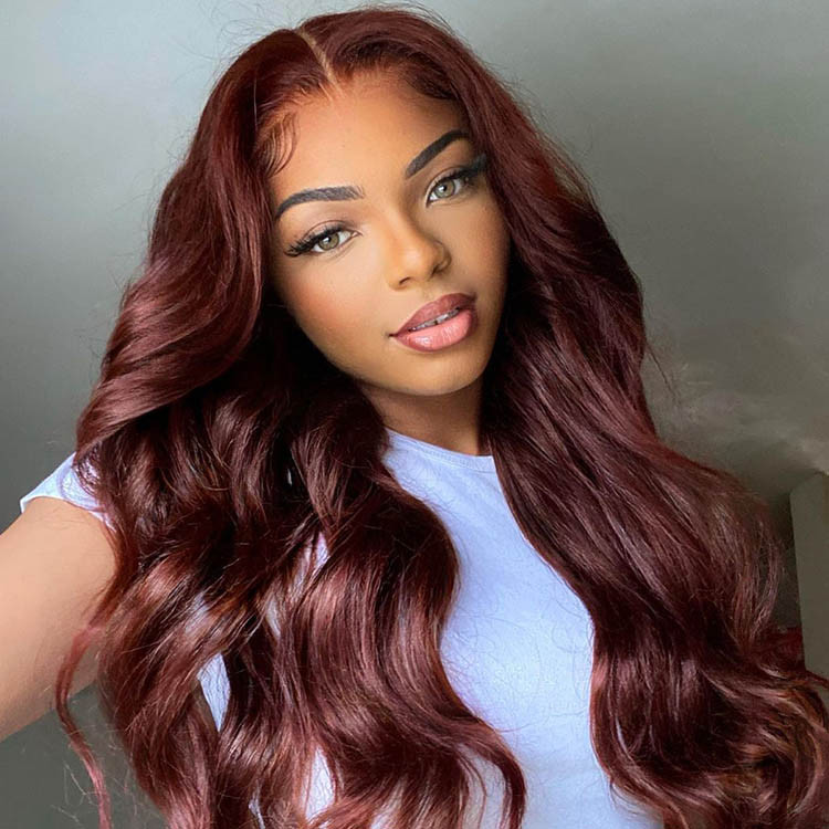 Alipearl Reddish Brown Hair Wigs Body Wave Dark Red Brown Lace Frontal Wigs With Baby Hair Alipearl Hair