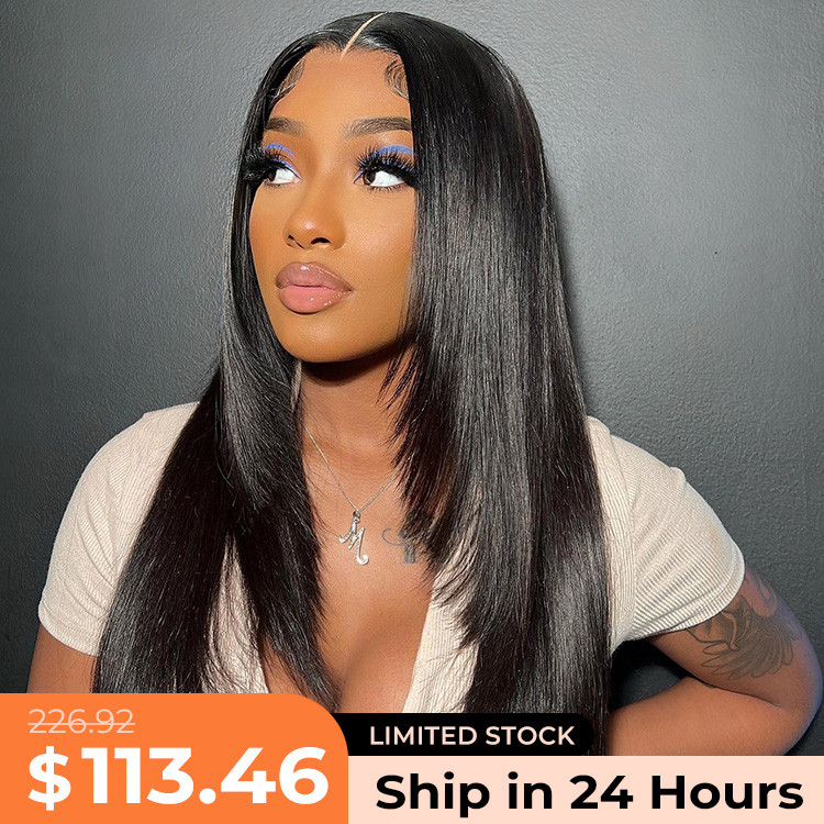 Flash Sale Glueless Straight Layered 5 5 HD Lace Closure Wigs Ends in 24 Hours