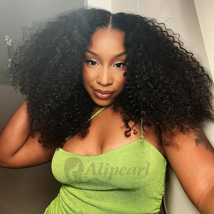 Fluffy Bouncy Short Curly Bob Wigs 250% High Density Human Hair Lace Front  Wigs -Alipearl Hair