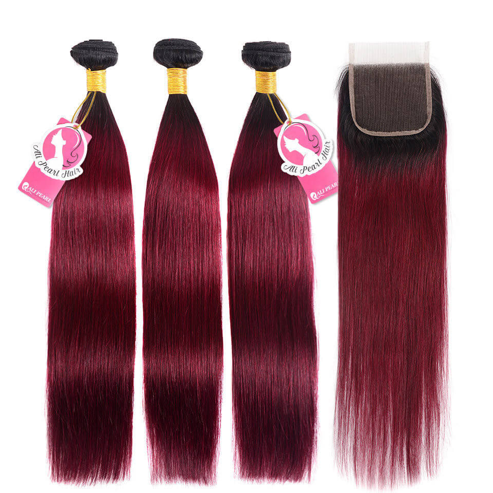 Burgundy ombre straight sales hair